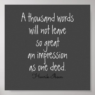 Poster littéraire cite mille mots Ibsen sur gris