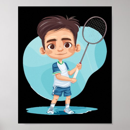 Poster Little Badminton Player Jeu De Navette Pour Garçon (Devant)