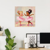 Poster Little Ballerinas Dancing Cute Illustration (Bureau à domicile)