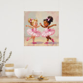 Poster Little Ballerinas Dancing Cute Illustration (Cuisine)
