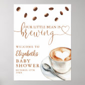 Poster Little Bean Brewing Coffee Baby Shower Welcome (Devant)