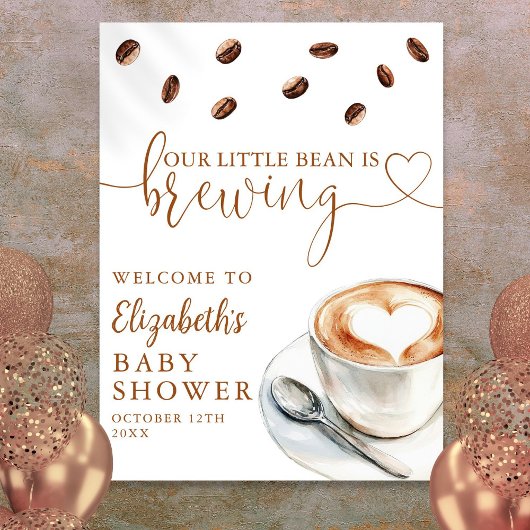 Poster Little Bean Brewing Coffee Baby Shower Welcome
