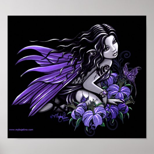 Poster "Little Blue" Violet Papillon Fleur Poster (Devant)