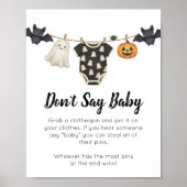 Poster Little Boo Corde à Linge Panneau Interdit de Dire (Devant)