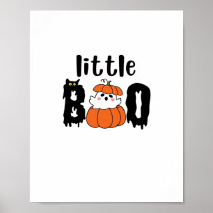 Poster Little Boo Cute Halloween Citrouille Chat Vintage