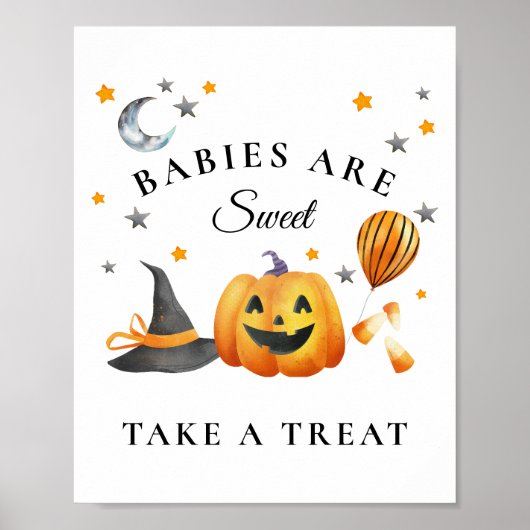 Poster Little Boo Halloween Baby shower Sweet Faveurs (Devant)