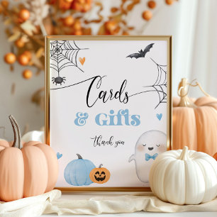 Poster Little Boo Halloween cartes bleues et cadeaux