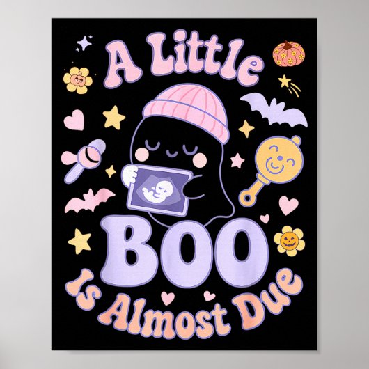 Poster Little Boo Is Almost Due Fun Halloween Cute Pregna (Devant)