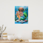 Poster Little Boy Merm et son cheval de mer (Cuisine)