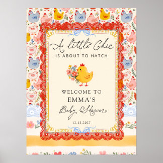 Poster Little Chick Farm Chicken Girl Baby Shower Welcome