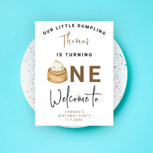 Poster Little Chinese dumpling first Birthday Party