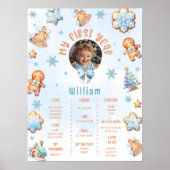 Poster Little cookie  boy 1st birthday photo Milestone (Devant)