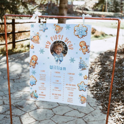 Poster Little cookie  boy 1st birthday photo Milestone