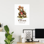 Poster Little Cowboy - Young Bear Cute Kid Room (Bureau à domicile)