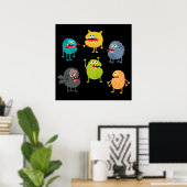 Poster Little cute funny monsters (Bureau à domicile)