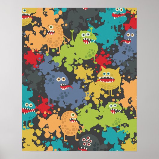 Poster Little cute funny monsters (Devant)