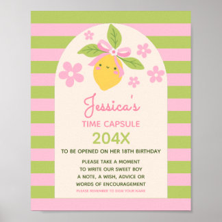 Poster Little Cutie Lemon 1st Birthday Time Capsule Sign