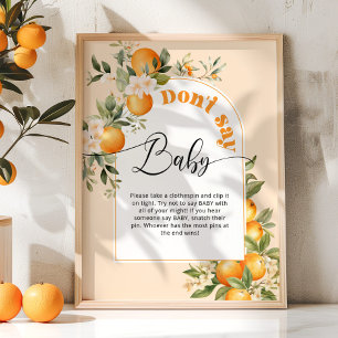 Poster Little cutie Ne pas dire bébé jeu de baby shower P