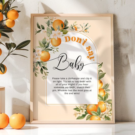 Poster Little cutie Ne pas dire bébé jeu de baby shower P