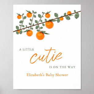 Poster Little Cutie Orange Baby shower neutre de genre