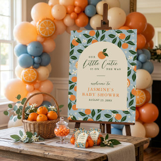 Poster Little Cutie Orange Citrus Baby Shower Welcome