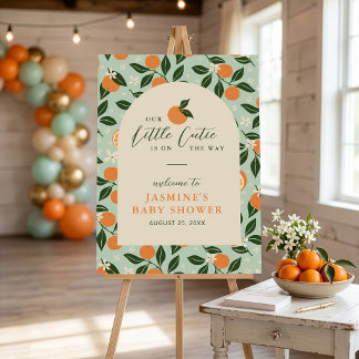 Poster Little Cutie Orange Citrus Baby Shower Welcome