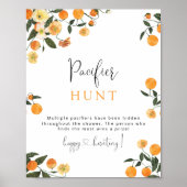 Poster Little Cutie Orange Pacifier chasse Baby shower je (Devant)