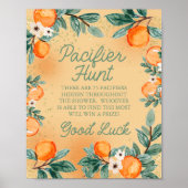 Poster Little Cutie Orange Pacifier chasse Baby shower je (Devant)