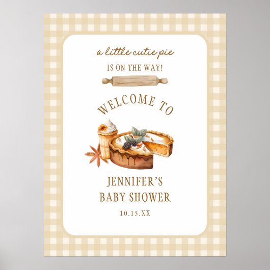 Poster Little Cutie Pie Est Sur Le Chemin Baby shower Bie (Devant)