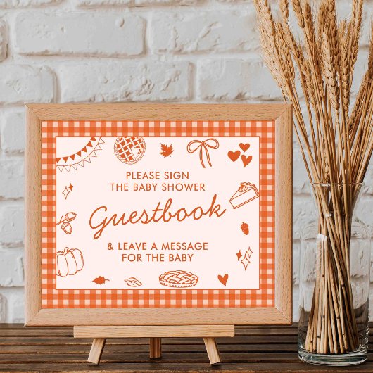 Poster Little Cutie Pie! Fall Baby Shower Guestbook Sign