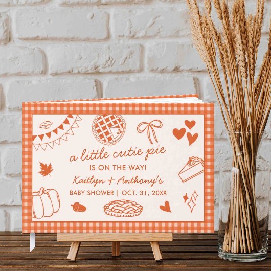 Poster Little Cutie Pie! Fall Baby Shower Guestbook Sign