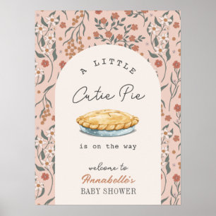 Poster Little Cutie Pie Rose Baby shower Floral Bienvenue