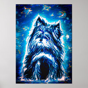 Poster Little Doggy en bleu