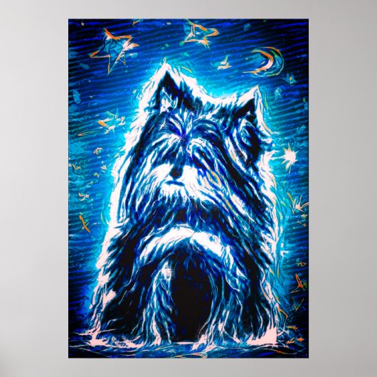 Poster Little Doggy en bleu (Devant)