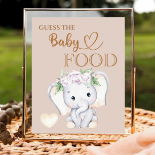 Poster Little Elephant Baby shower Guess the Baby Food