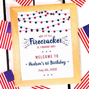 Poster Little Firecracker 4 juillet 1er anniversaire