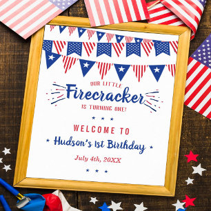 Poster Little Firecracker 4 juillet 1er anniversaire