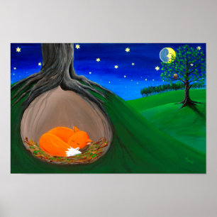 Poster Little Fox Woodland Nursery Dreamy