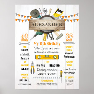 Poster Little Handyman Anniversaire Jalon Statistiques de