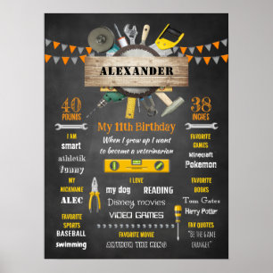 Poster Little Handyman Anniversaire Jalon Statistiques de