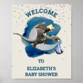 Poster  Little Knight Dragon Silver Star Baby Shower   (Devant)