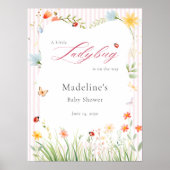 Poster Little Ladybug Wildflower Baby Shower Welcome (Devant)