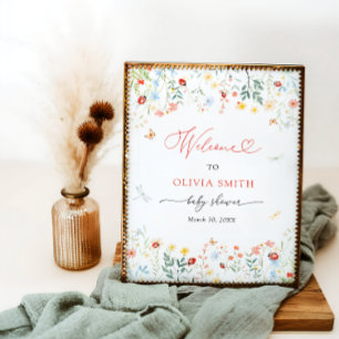 Poster Little Log Bug Cute Garden Baby shower Bienvenue