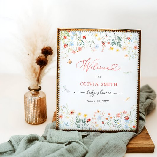 Poster Little Log Bug Cute Garden Baby shower Bienvenue