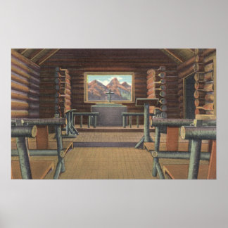 Poster Little Log Church à Snake River View