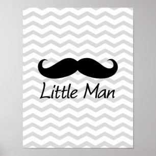 Poster Little Man Mustache Chevron mignons Garçons