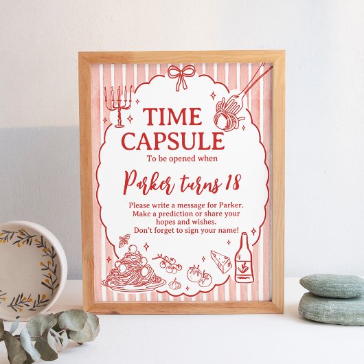 Poster Little Meatball Birthday Time Capsule Sign