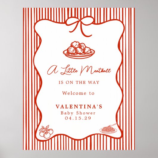 Poster Little Meatball Italian Theme Baby Shower  (Devant)