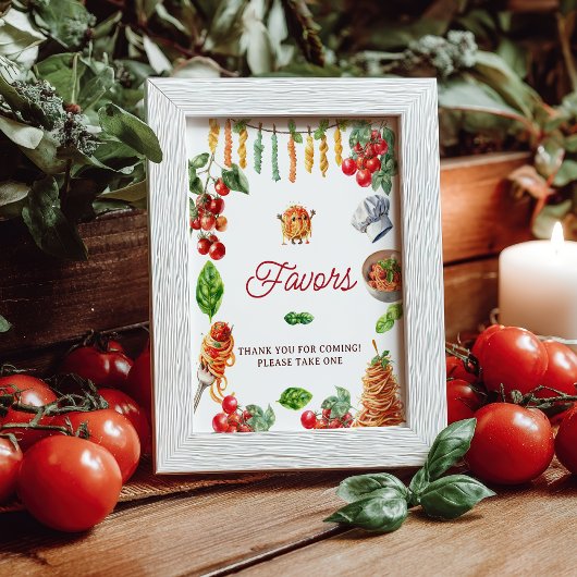 Poster Little Meatball Pasta Baby Shower Favors