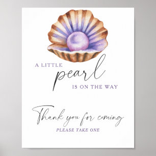 Poster Little Pearl Baby shower - Merci à venir